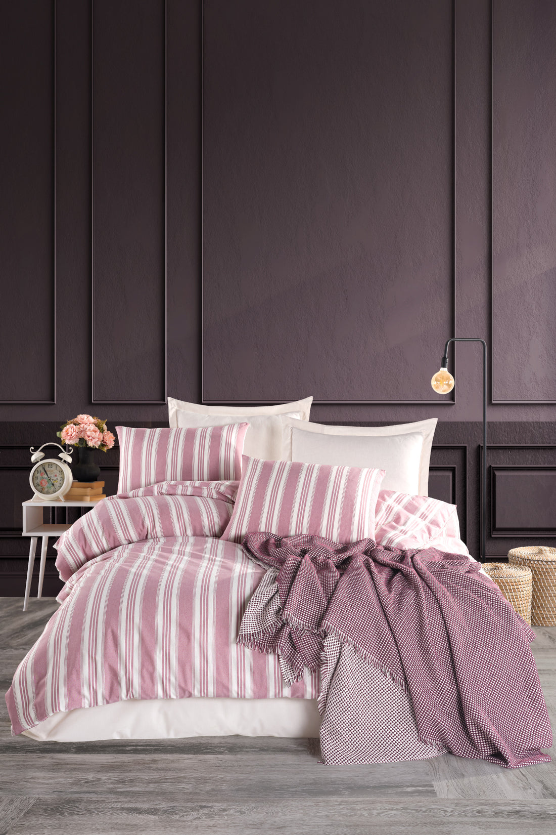 Soft Line Bordo Çift Kişilik Nevresim Takımı