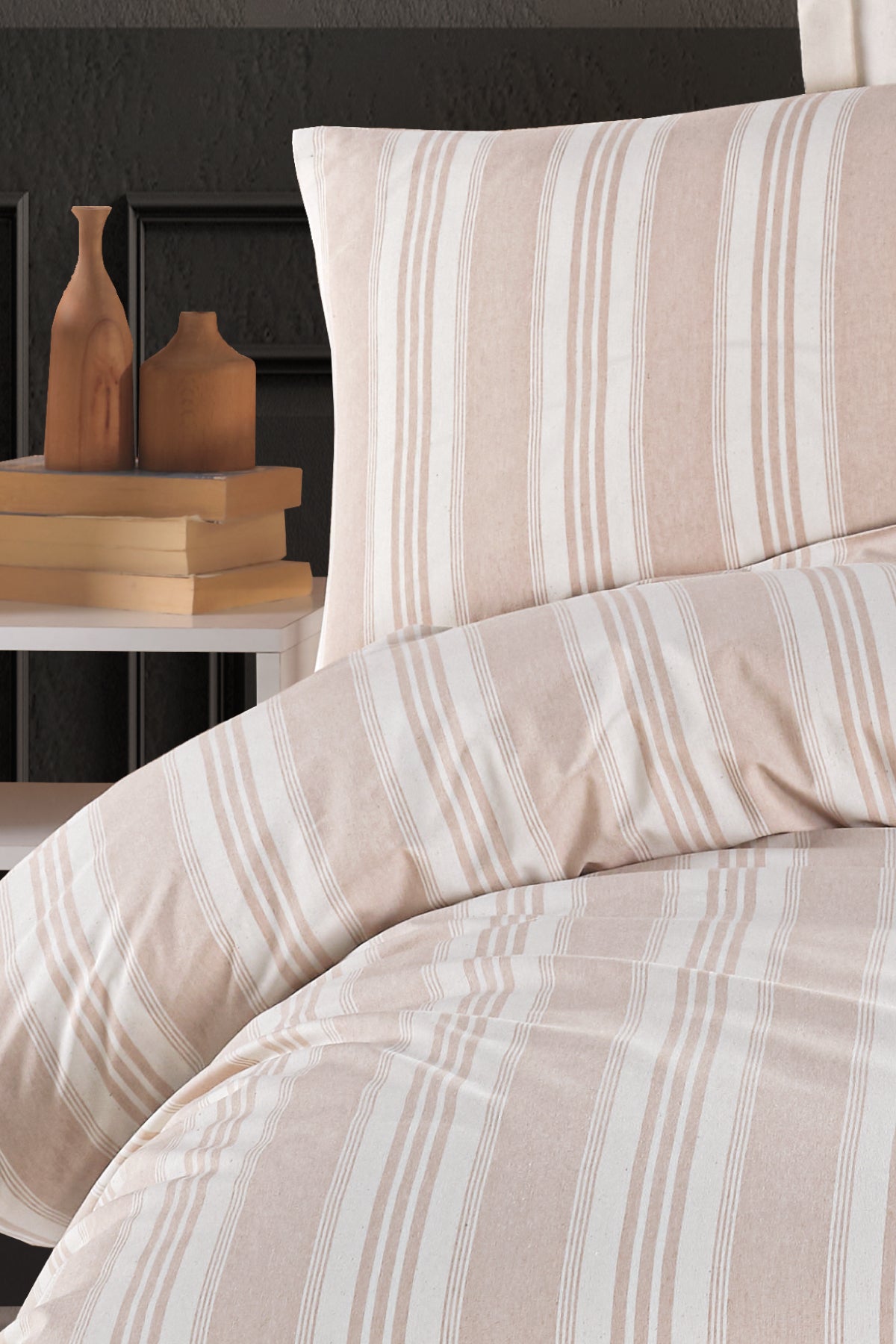 Soft Line Bej Çift Kişilik Nevresim Takımı