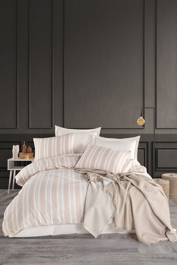 Soft Line Bej Çift Kişilik Nevresim Takımı