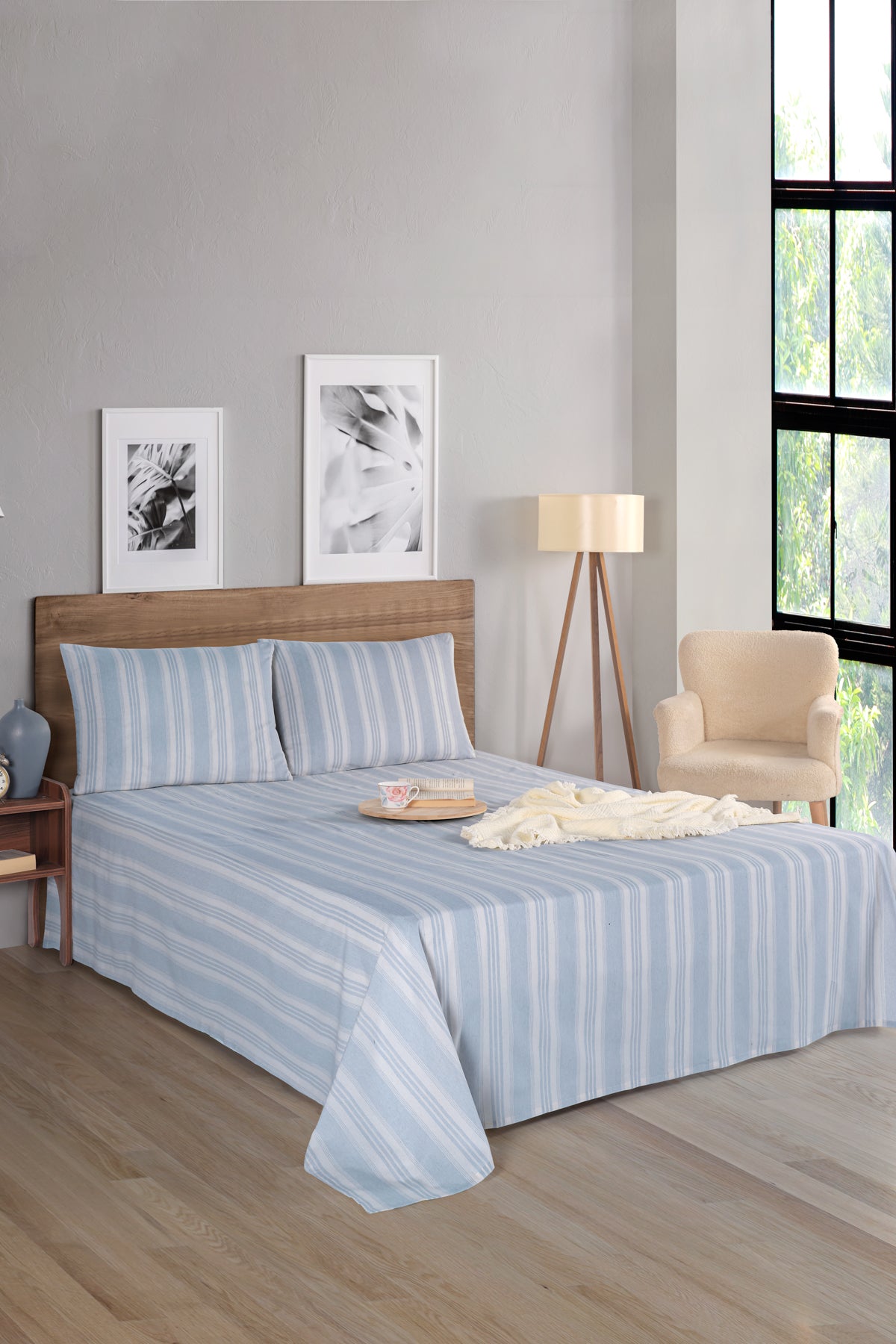 Soft Line Gri 220x240cm Çarşaf Seti