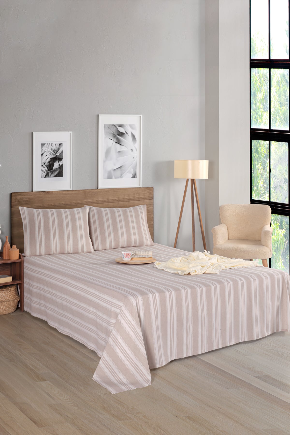 Soft Line Bej 220x240cm Çarşaf Seti