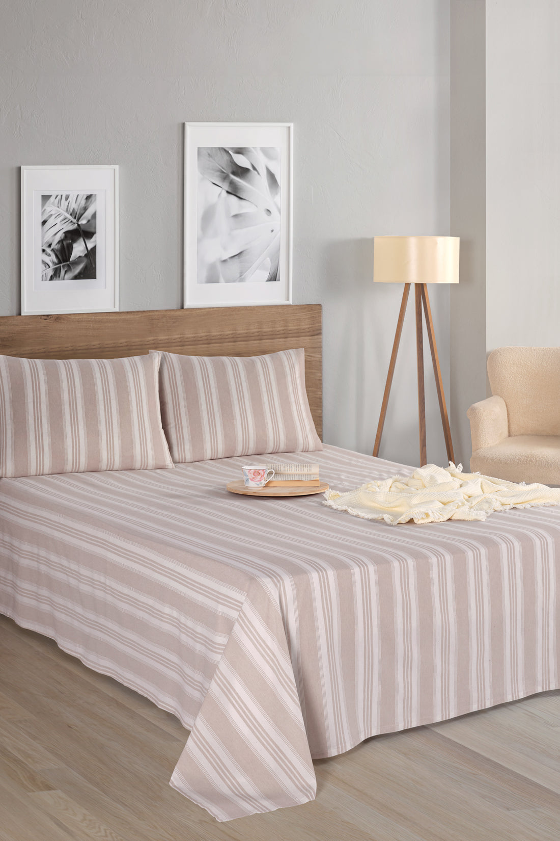 Soft Line Bej 220x240cm Çarşaf Seti