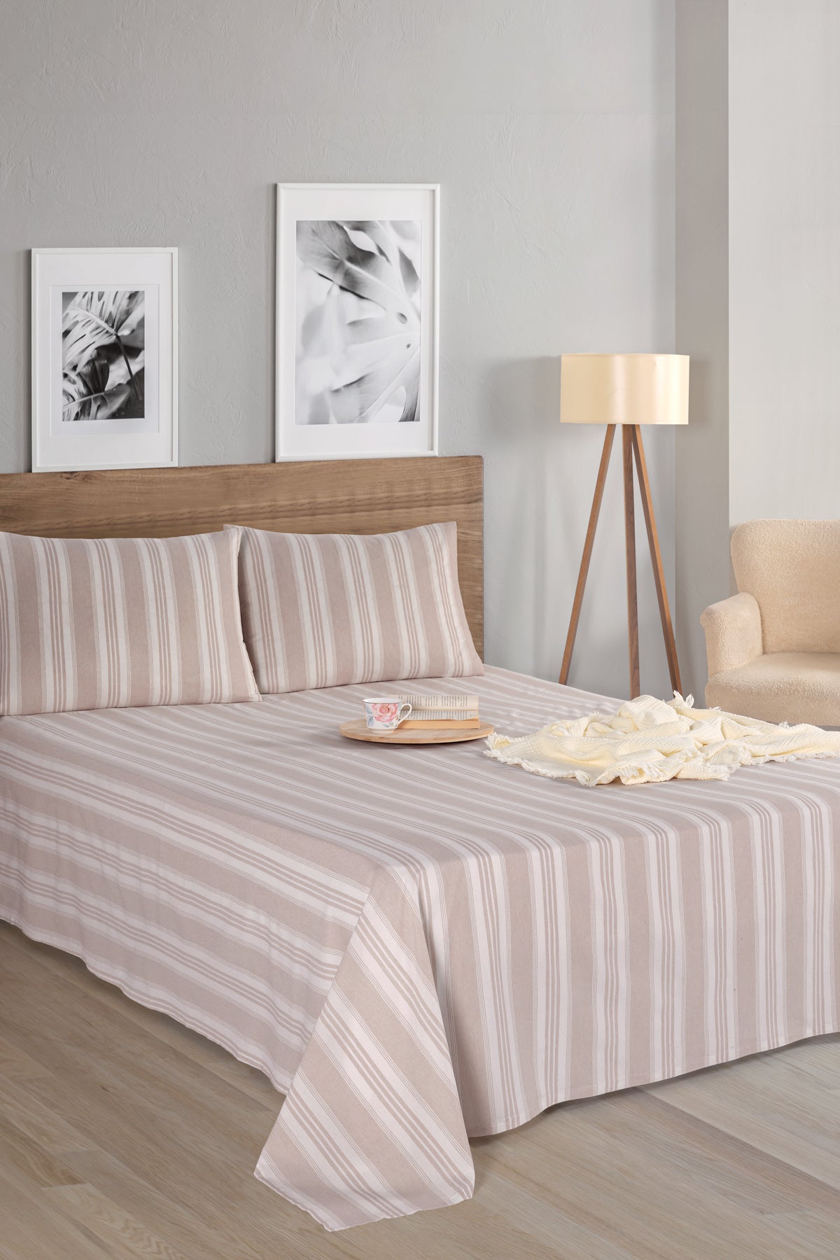 Soft Line Bej 220x240cm Çarşaf Seti