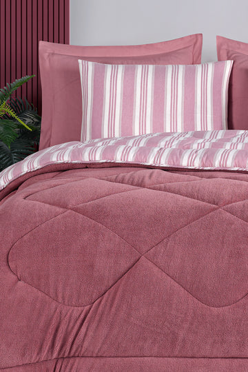 Soft Line Bordo Tek Kişilik Yorgan Seti
