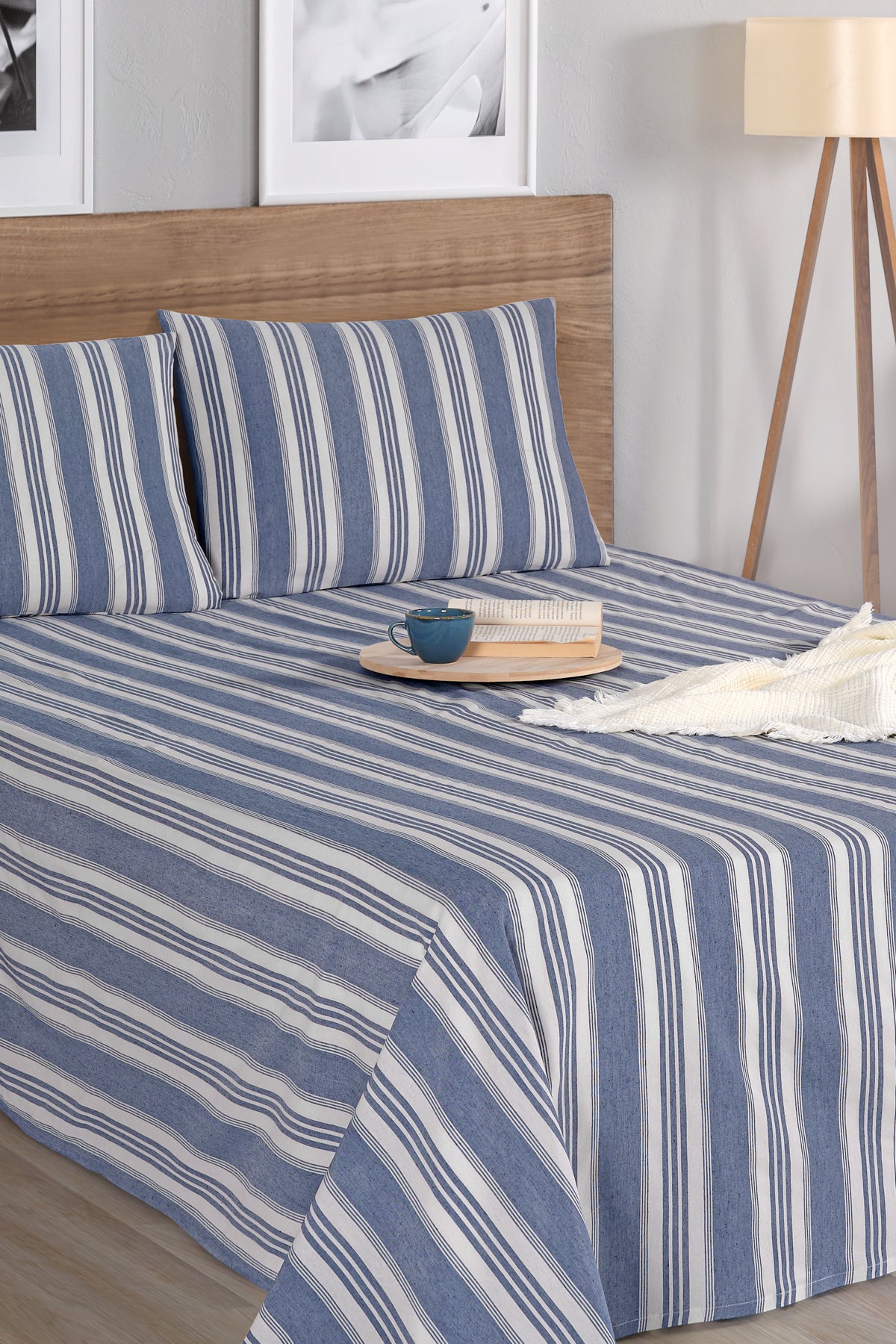 Soft Line Lacivert 160x240cm Çarşaf Seti