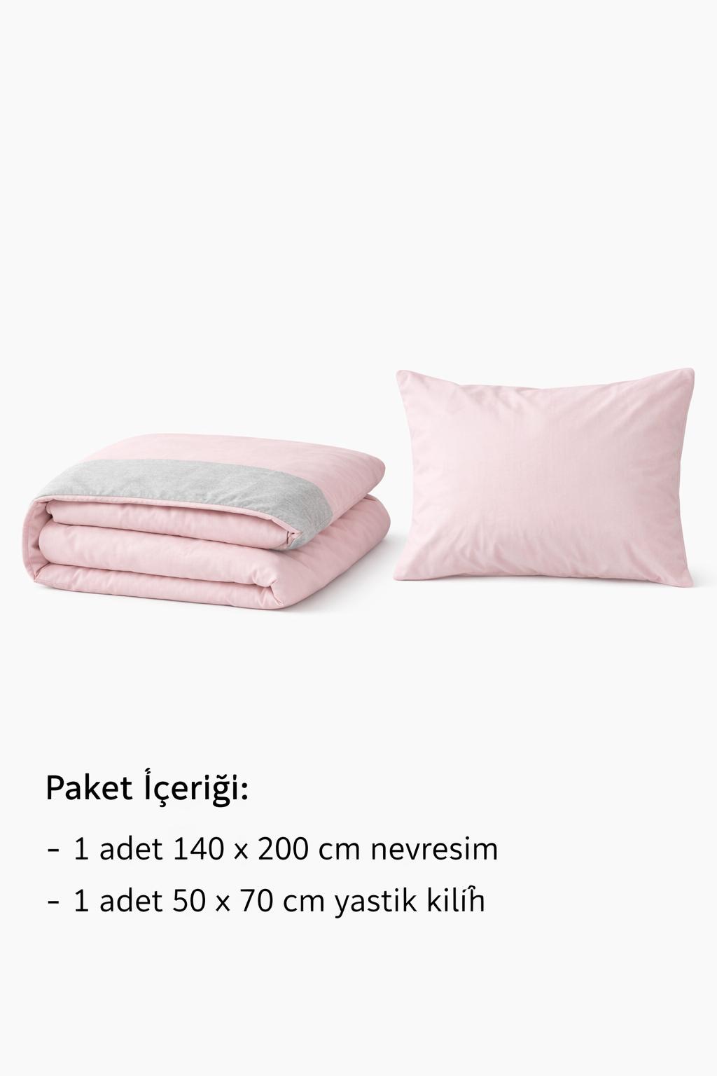 Solid Pudra-Gri Junior Tek Kişilik Nevresim Seti
