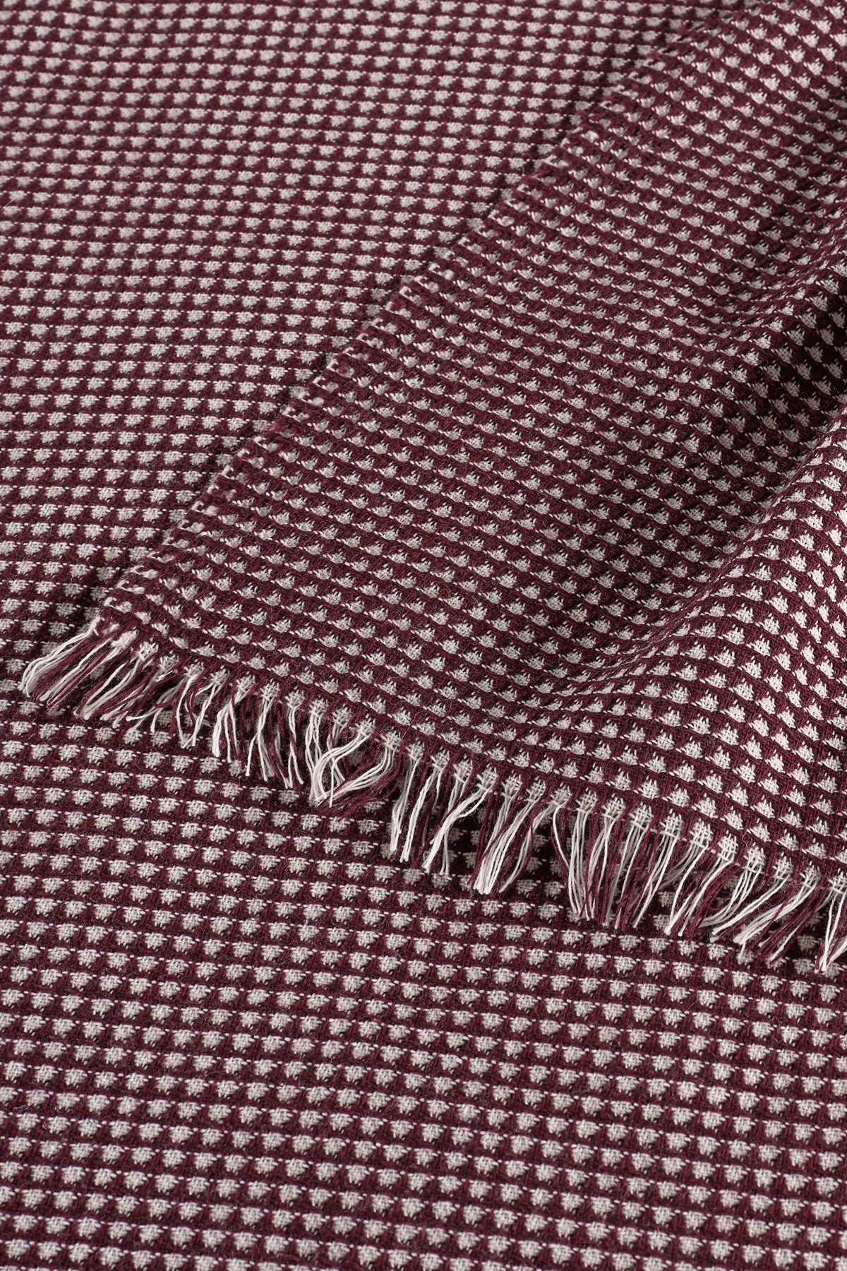 Waffle Bordo Çift Kişilik %100 Pamuk Pike