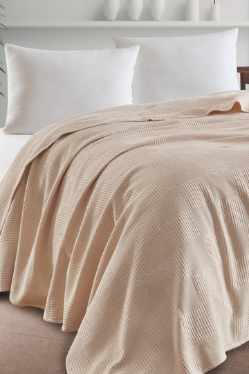 Weave Bej Çift Kişilik %100 Pamuk Pike