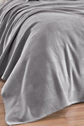 Weave Soft Line Gri Çift Kişilik %100 Pamuk Pike Takımı