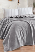 Weave Soft Line Gri Çift Kişilik %100 Pamuk Pike Takımı