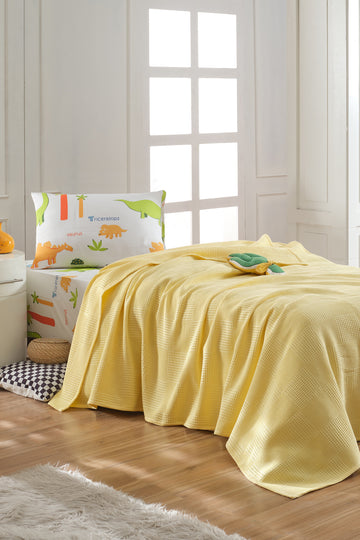 Weave Beyaz Tek Kişilik %100 Pamuk Pike Takımı