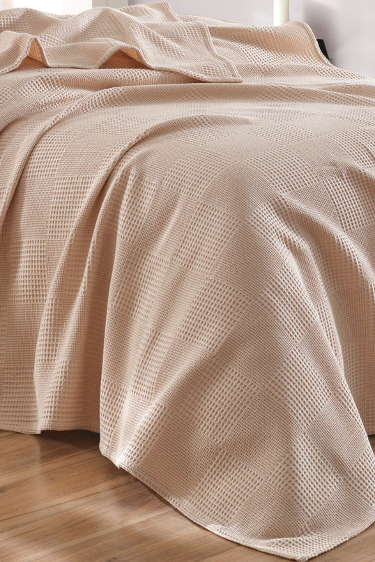 Weave Soft Line Bej Tek Kişilik %100 Pamuk Pike Takımı