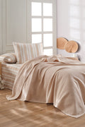 Weave Soft Line Bej Tek Kişilik %100 Pamuk Pike Takımı
