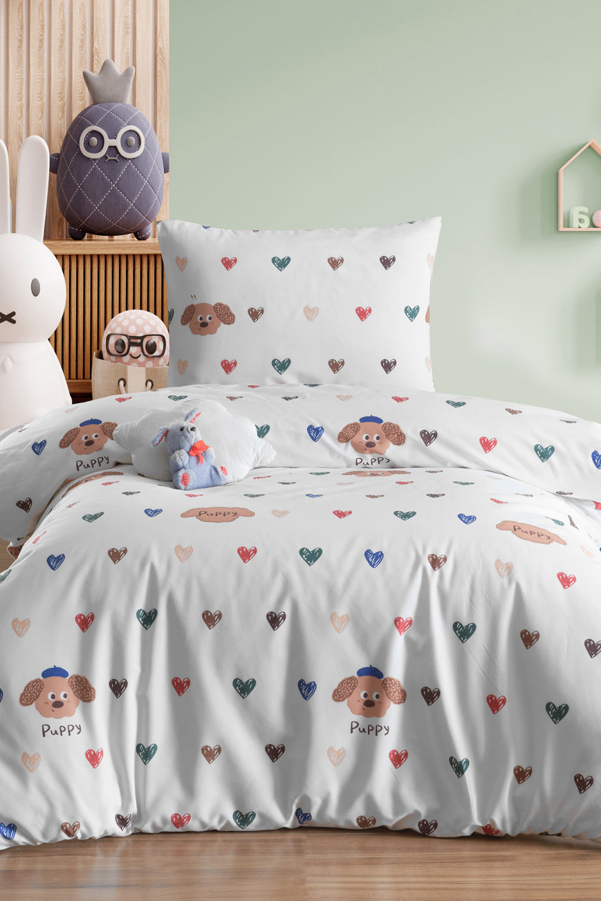 Puppy Beyaz Tek Kişilik Nevresim Takımı