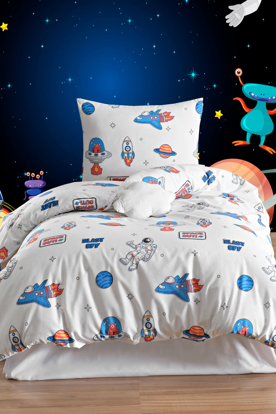 Space Beyaz Tek Kişilik Nevresim Takımı