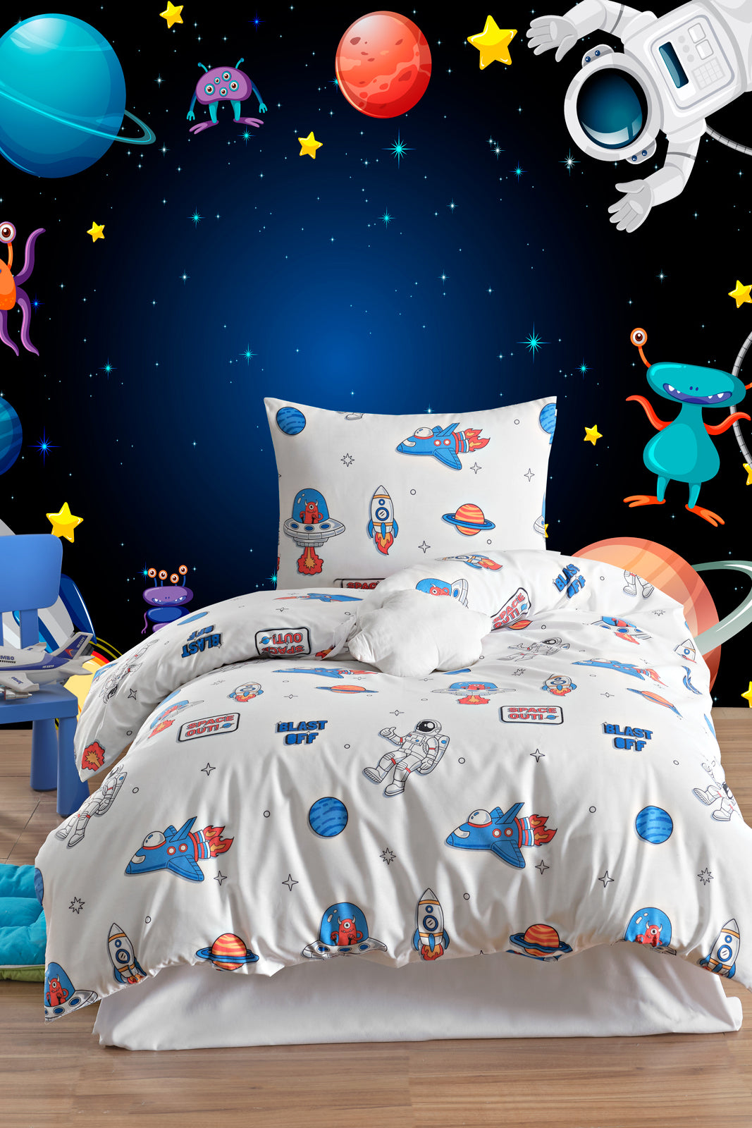 Space Beyaz Tek Kişilik Nevresim Takımı