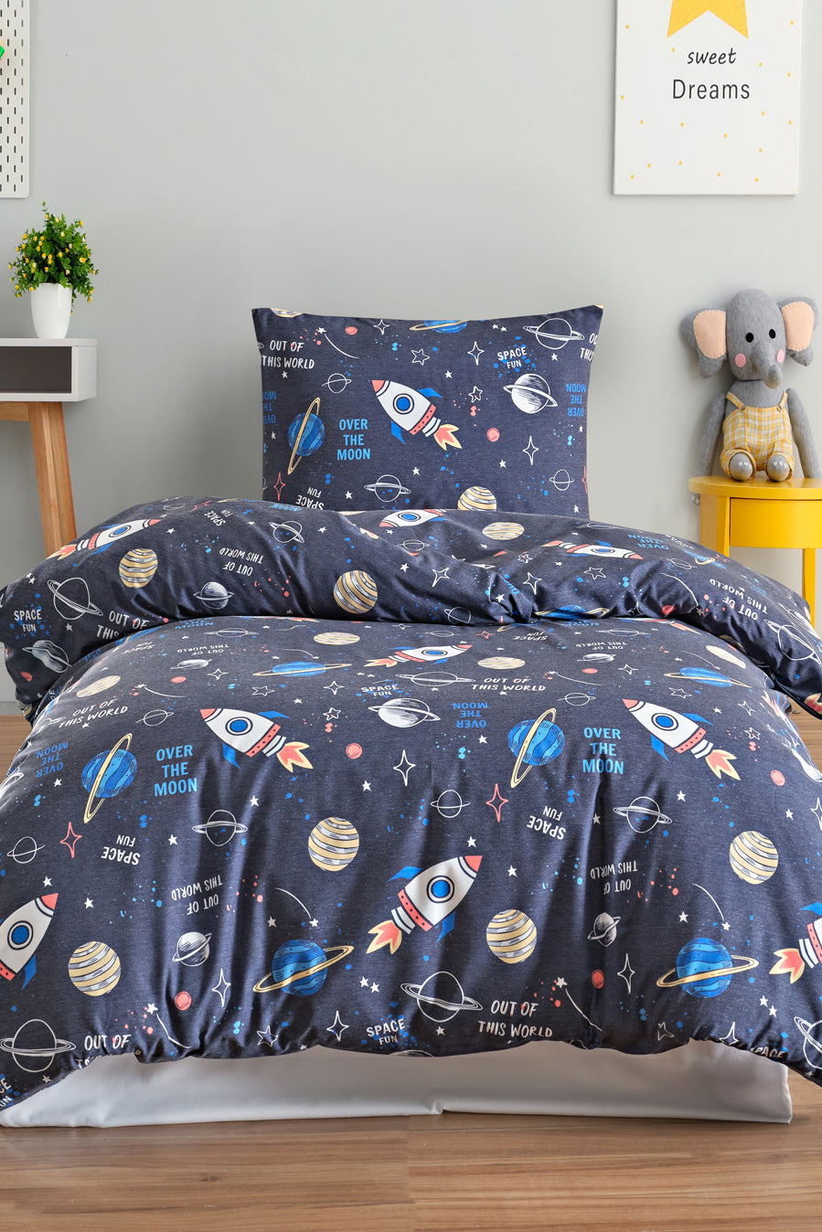 Space Lacivert Tek Kişilik Nevresim Takımı