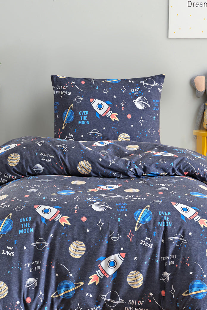 Space Lacivert Tek Kişilik Nevresim Takımı