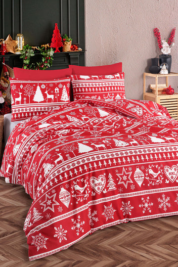 Snowmas Kırmızı Çift Kişilik Nevresim Seti