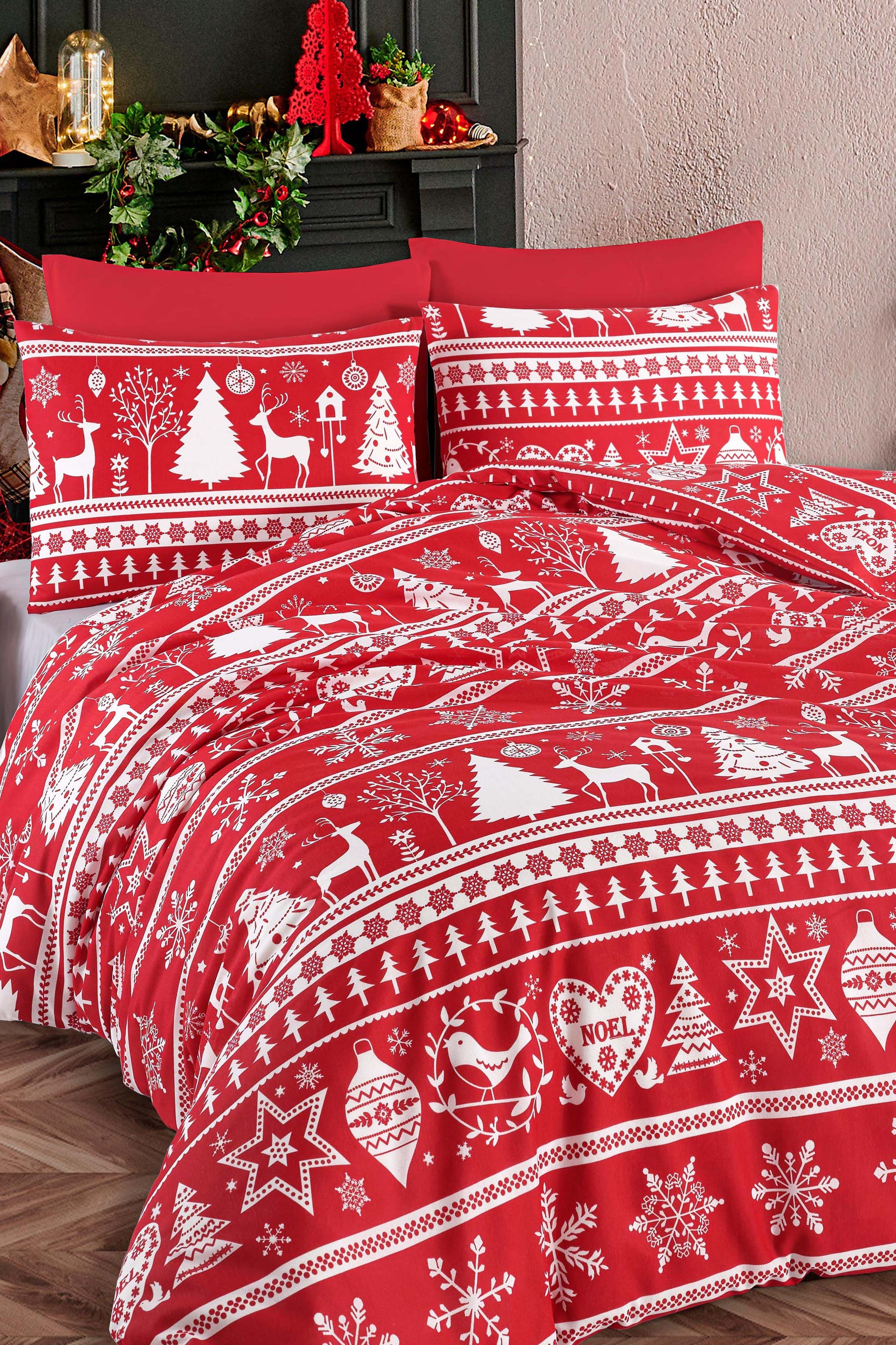 Snowmas Kırmızı Çift Kişilik Nevresim Seti