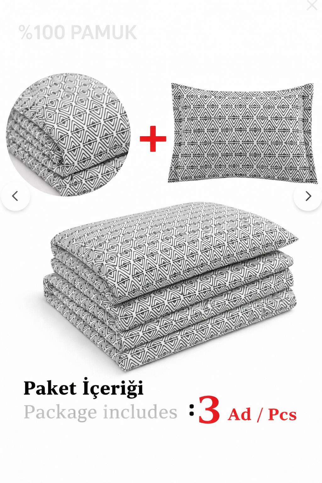 Formas Kombin Siyah-Gri Tek Kişilik %100 Pamuk Nevresim Takımı