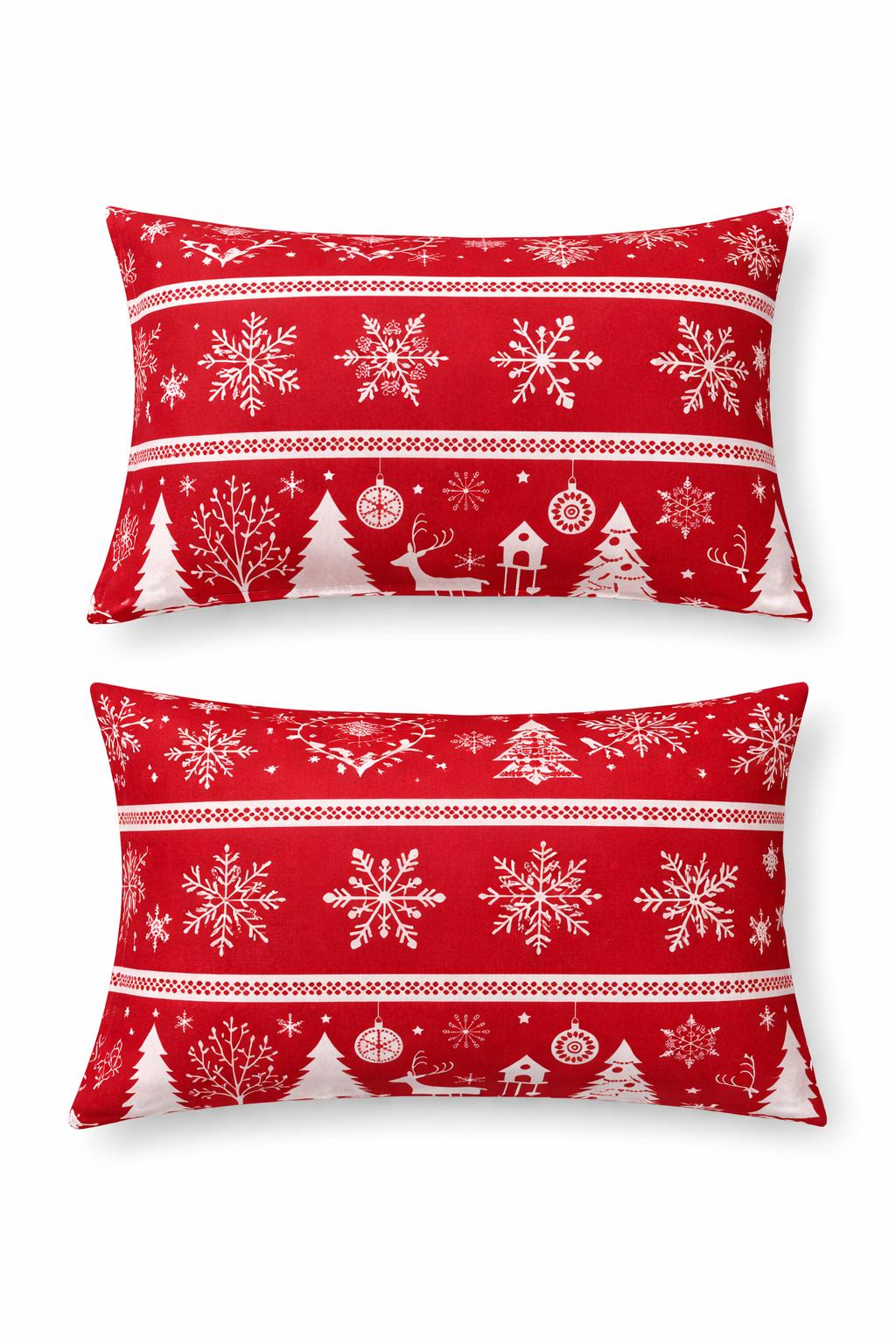 Snowmas Kırmızı 2'li Yastık Kılıfı