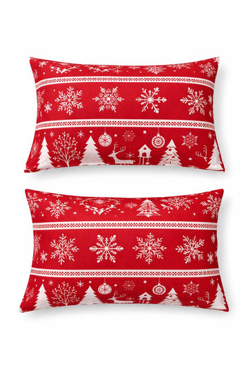 Snowmas Kırmızı 2'li Yastık Kılıfı