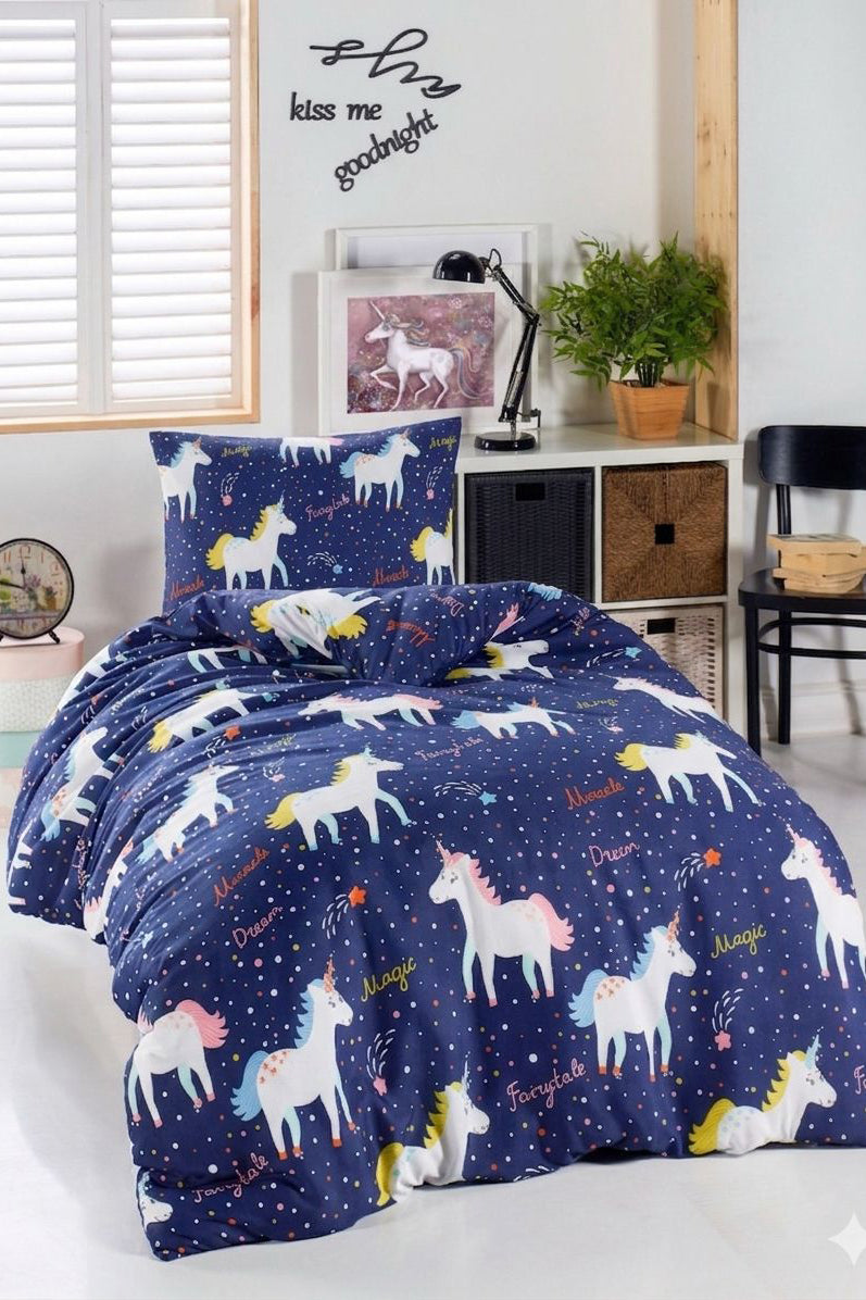 Magic Ünicorn Lacivert 2'li Yastık Kılıfı
