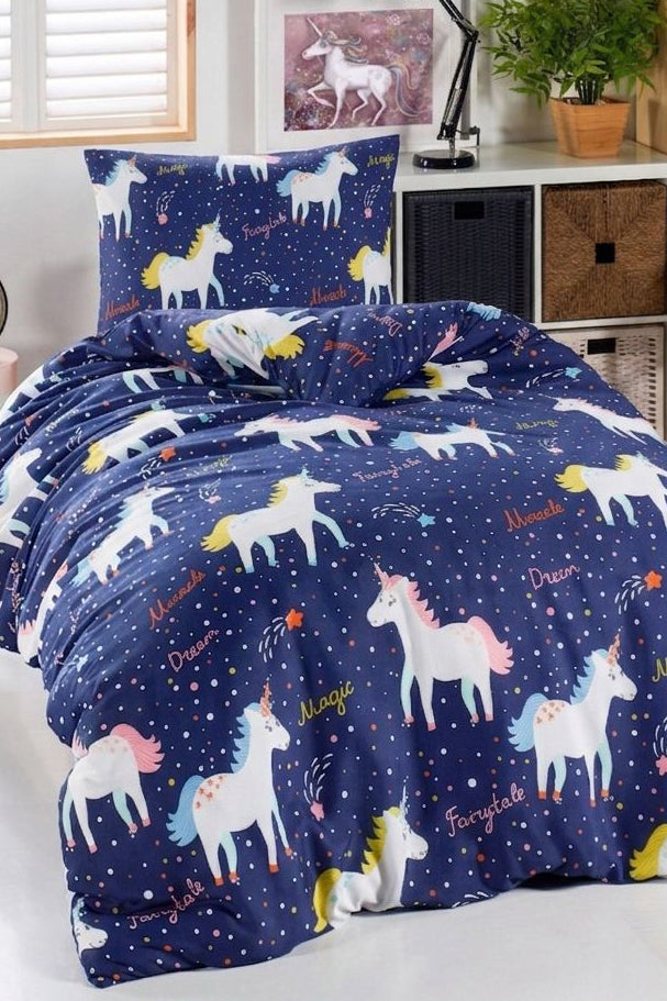 Magic Ünicorn Lacivert 2'li Yastık Kılıfı