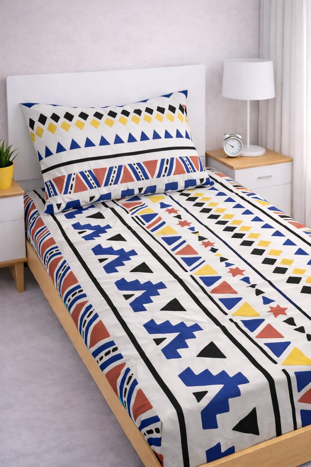 Pisagor Sarı 120x200cm %100 Pamuk Çarşaf Seti