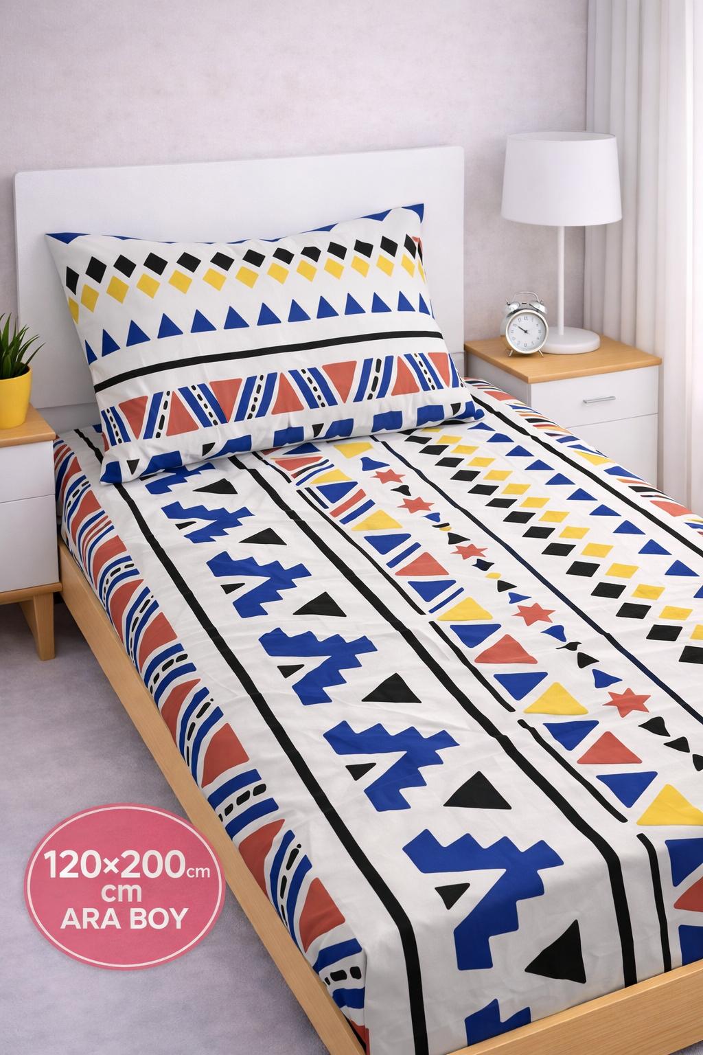 Pisagor Sarı 120x200cm %100 Pamuk Çarşaf Seti
