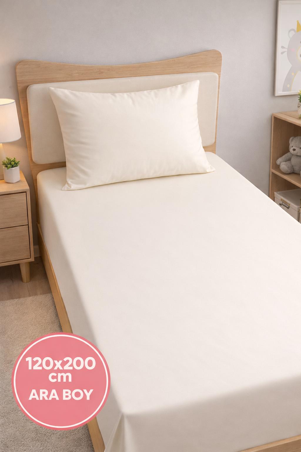 Solid Krem 120x200cm Çarşaf Seti