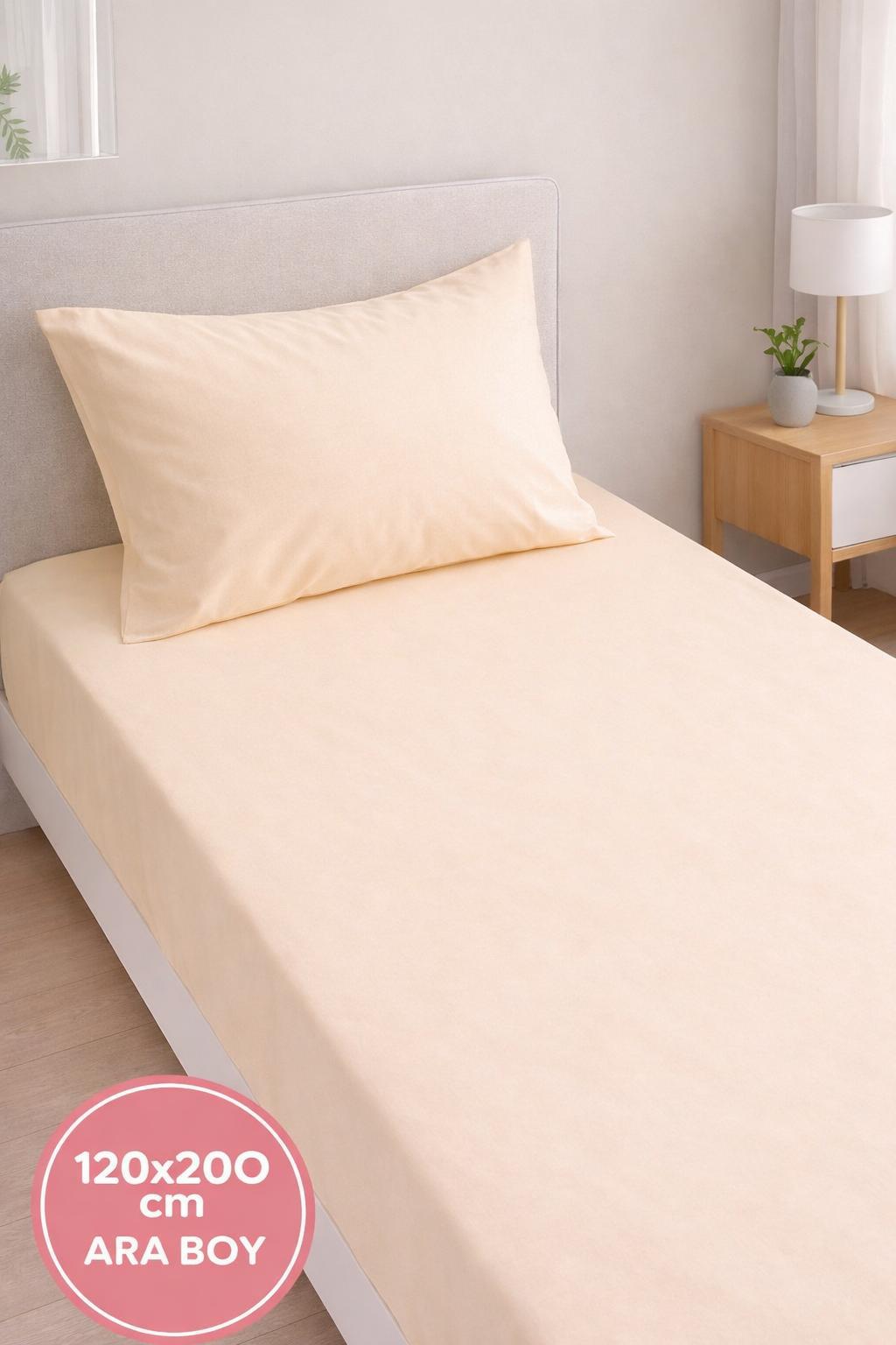 Solid Bej 120x200cm Çarşaf Seti