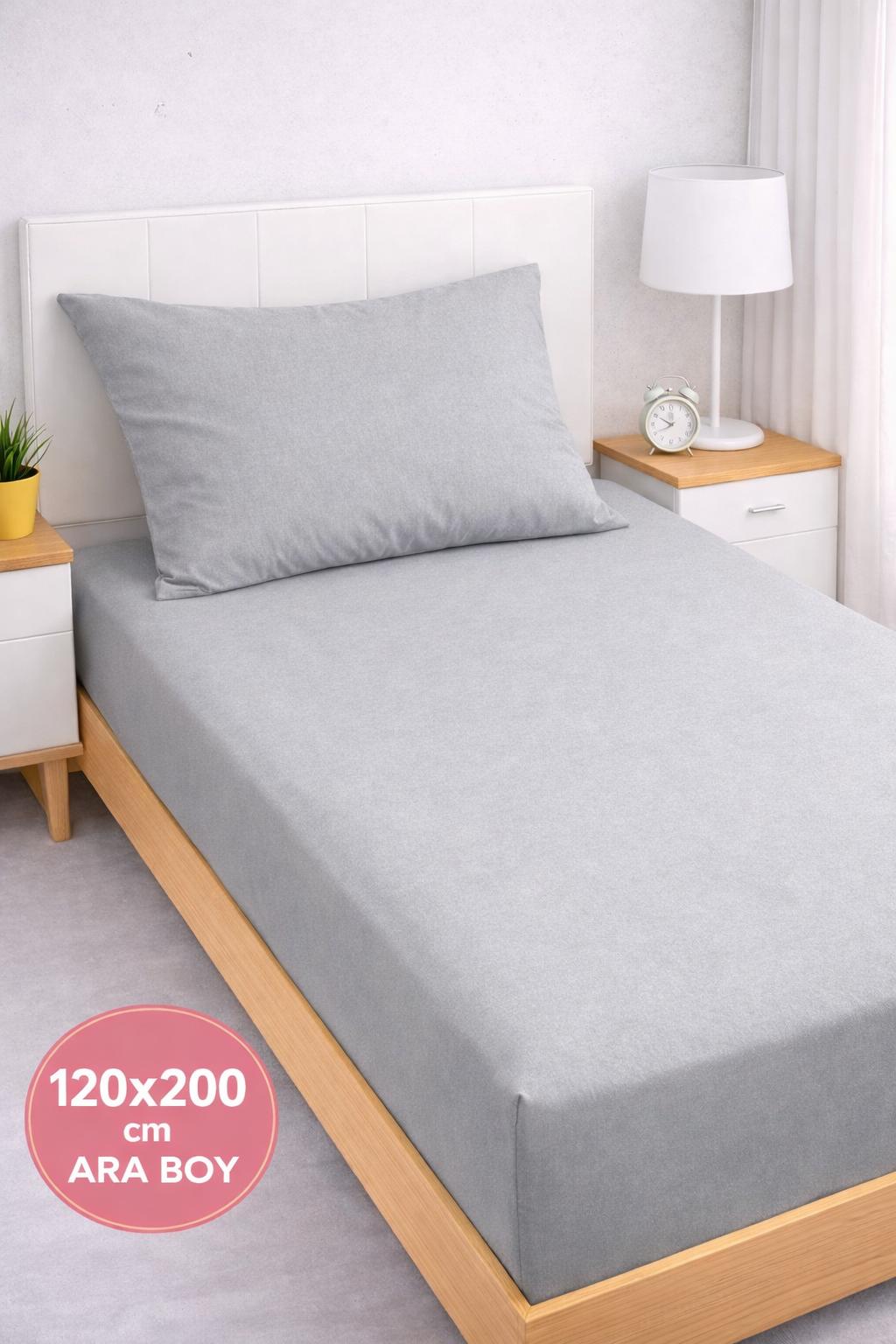 Solid Gri 120x200cm Çarşaf Seti