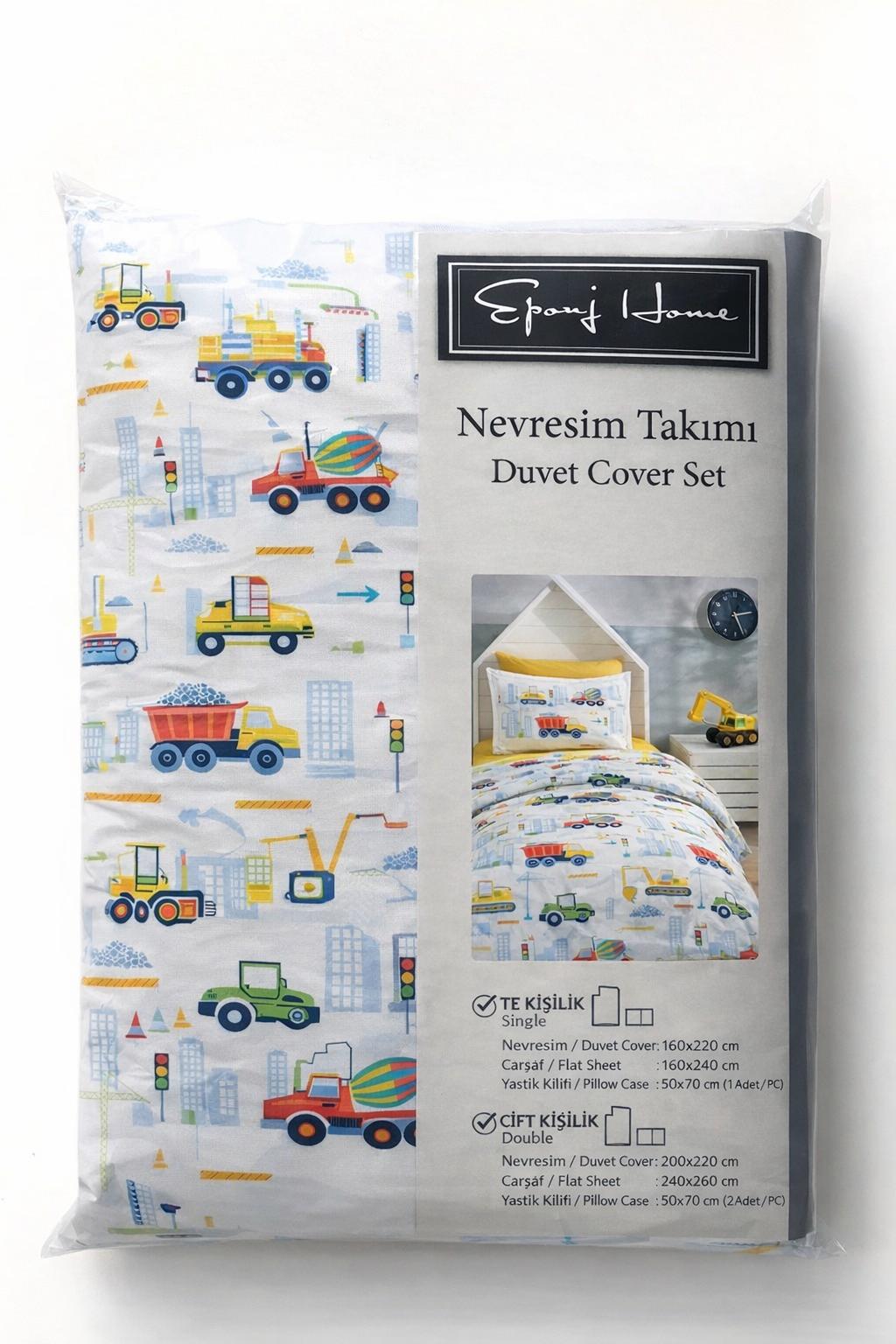 ŞantiyeParkı Beyaz Tek Kişilik Nevresim Takımı