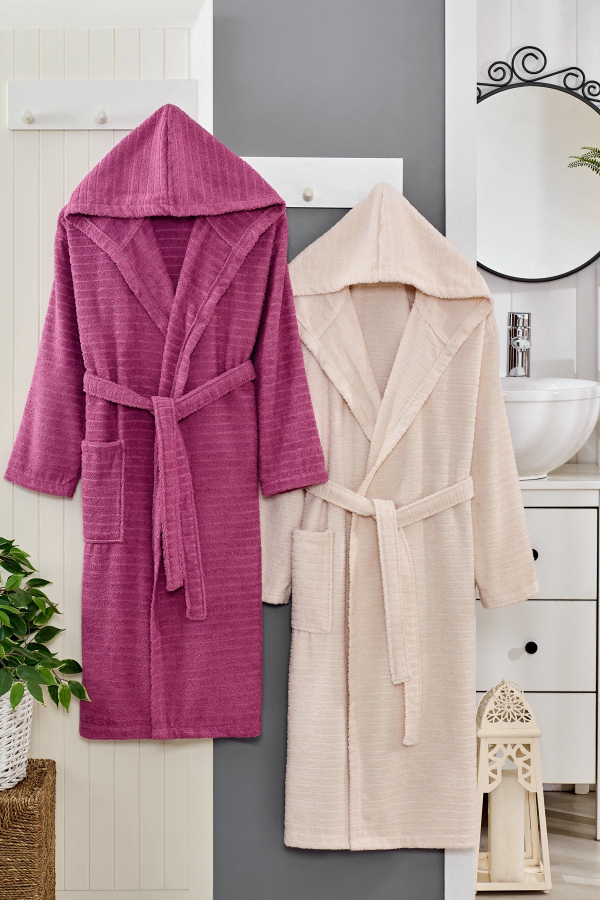 Mürdüm-Bej - Doğa 2'li Bornoz Aile Seti